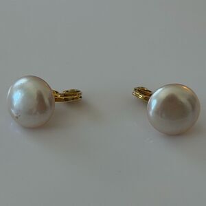 Monet Faux Pearl Gold Tone Clip-On Earrings – Vintage